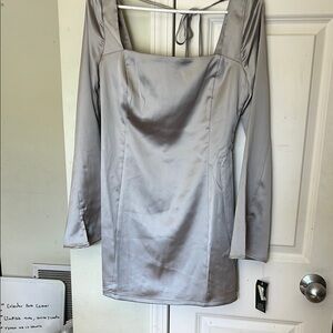 Elegant Silver Long Sleeve Dress